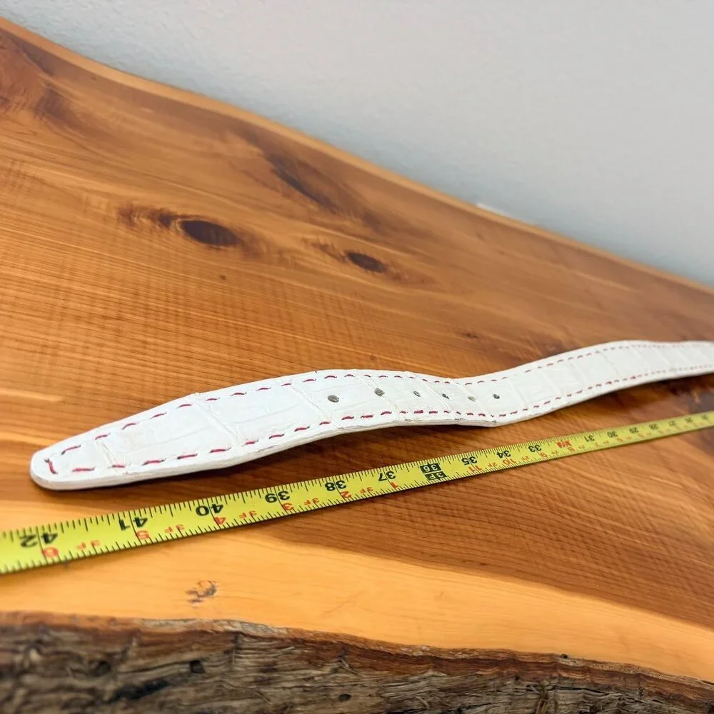 C.S. Murray Handmade White Leather with Red Contrasting Red Stitching Men's Belt
